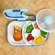 GoBe Kids Bento Style Lunch Box with Snack Spinner Flip - Divided Lunch Container with 6 Compartments, Sandwich Tray and Fruit Storage, For School Lunch and Travel
