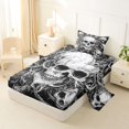 thumbnail image 2 of Castle Fairy Dark Gothic Skull Twin Sheets 3pcs,Happy Halloween Bedding,White Black,1 Fitted Sheet,1 Flat Sheet and 1 Pillowcase, 2 of 6