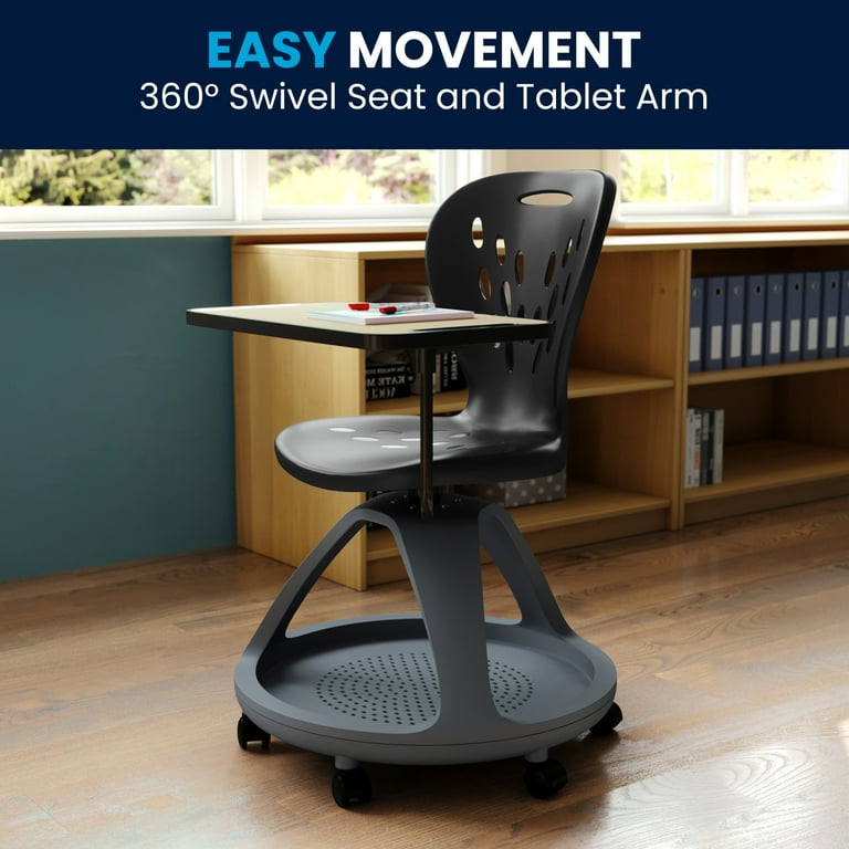 Tablet Arm Chair Chair With A Desk Attached BizChair Black Mobile