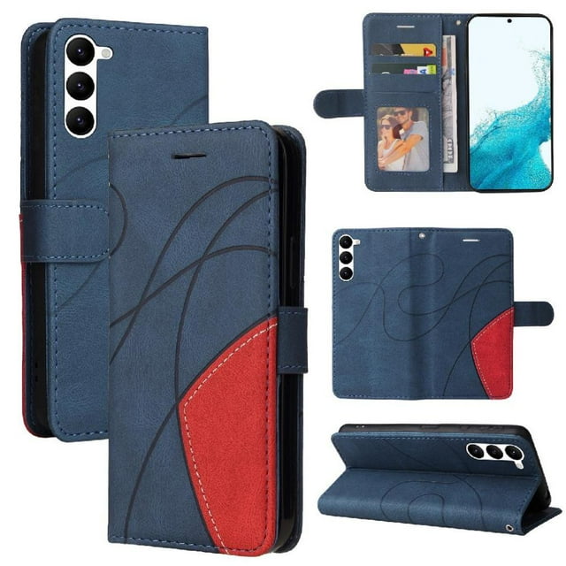 GANGXUN Flip Case for Samsung Galaxy S23 – Leather Wallet Cover with Card Slots, Kickstand & Color Stitching Protective Folio