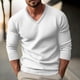 thumbnail image 1 of Blusas y camisas de manga larga con cuello en V para hombre, suéter informal de color liso con cuello en V, suéter grueso de manga larga, blusa acrílica para hombre, 1 of 9