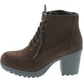 thumbnail image 2 of SODA Women's Second Faux Leather Lace Up High Chunky Heel Ankle Booties, 2 of 7