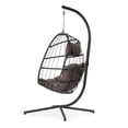 thumbnail image 3 of Sesslife Wicker Egg Hanging Chair with Stand and Cushion, Navy, 3 of 8