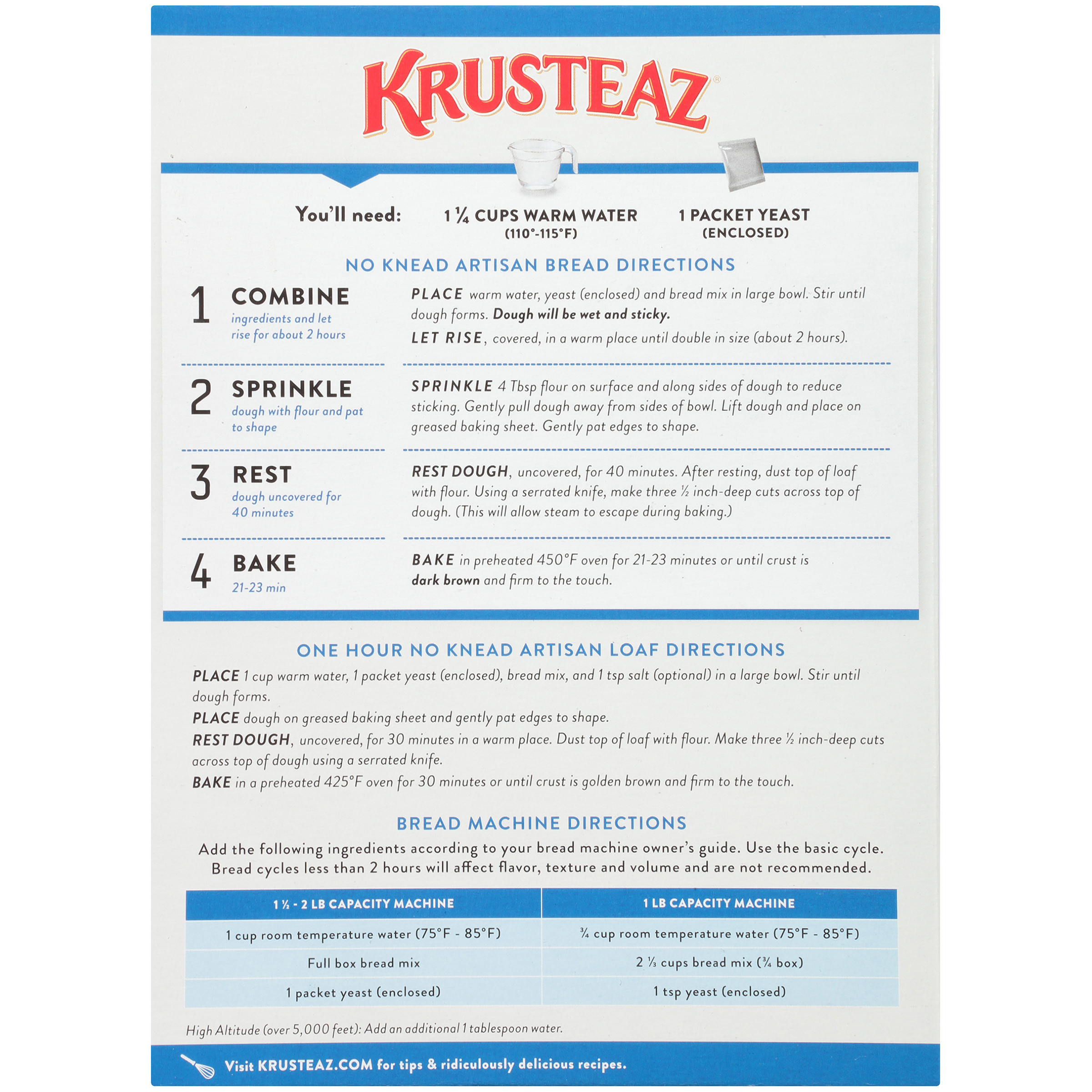 Krusteaz® No Knead Country White Artisan Bread Mix 14 oz. Box - image 4 of 9
