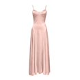 thumbnail image 5 of Women's Satin V Neck A-Line Gown – Elegant Evening Party Dress in Sizes XS-XL, Versatile Formal Occasion Wear for Prom Wedding, 5 of 5