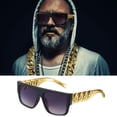 thumbnail image 1 of Kit de disfraz de hip hop para hombre, accesorios de rapero, conjunto de disfraz hippie, cadena de oro, collar con signo de dólar, anillo y gafas de sol de oro negro, traje de discoteca. JAMW Sencillez, 1 of 5