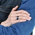 thumbnail image 5 of Wedding Rings For Men & Women. 8mm Black Tungsten Band Dual Blue Wood Inlay, 5 of 7