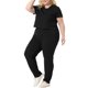 thumbnail image 4 of Conjunto de 2 piezas para mujer de tallas grandes Agnes Orinda, camiseta de manga corta con escote en V y pantalones deportivos joggers 1X Negro, 4 of 6