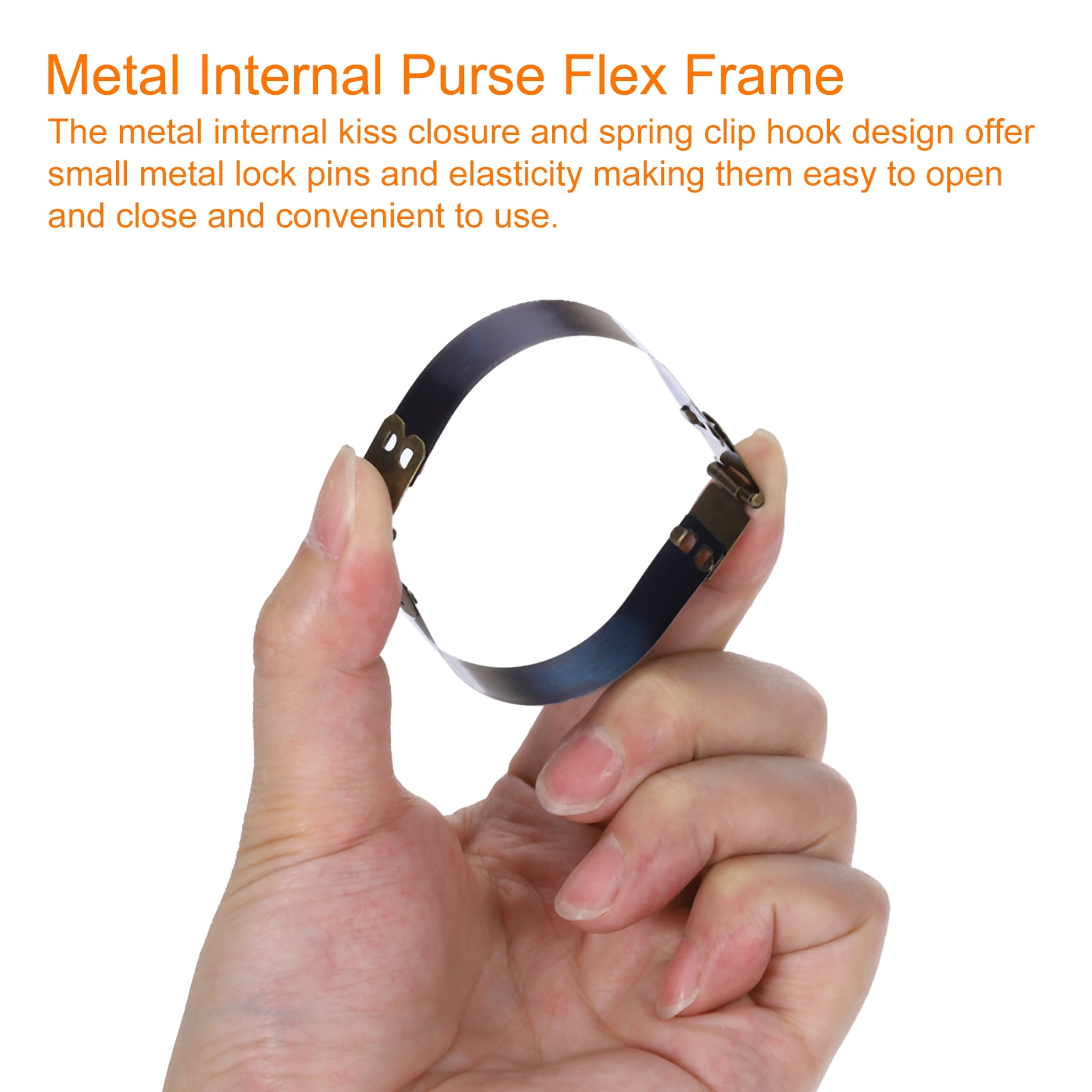 Unique Bargains Metal Internal Flex Purse Frame for Purse Making 5.9"