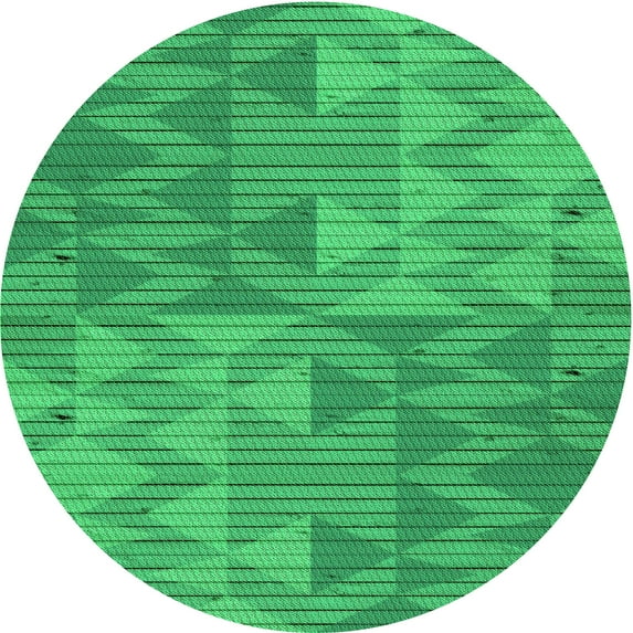 Ahgly Company Indoor Round Patterned Neon Green Area Rugs, 3' Round