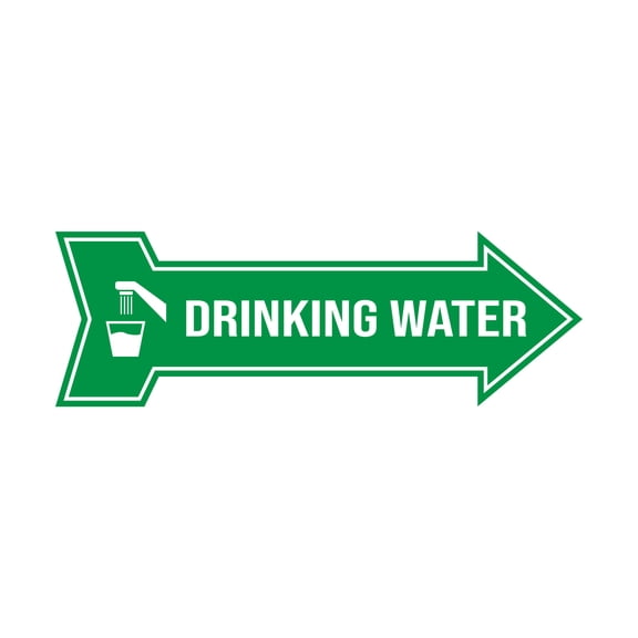 Arrow Shape Drinking Water Right 12x4" Wall or Door Sign | Public Signage