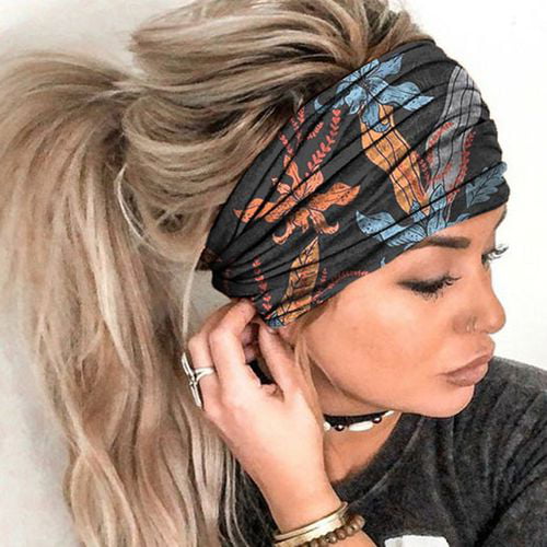 Set of 2 yoga hairbands workout hairband headband leo print black headband knot headband hairband for women