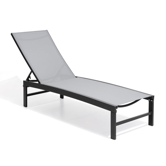 Crestlive Products Outdoor Lounge Chair Aluminum Adjustable Chaise, Light Gray