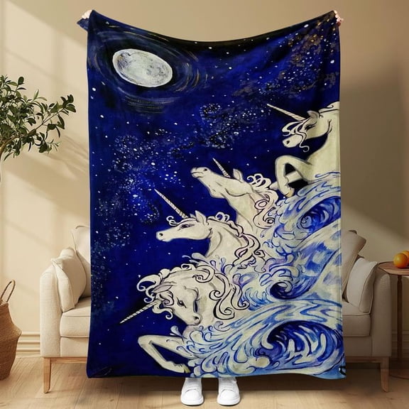 HELLOYOUNG Unicorn Tapestry Throw Blanket Soft Warm Flannel Fleece Blanket for Bedroom Couch, Cozy Air Conditioning Blanket for Nap, Home Decor Gift