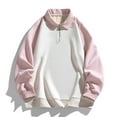 thumbnail image 2 of Fgnfyis Autumn Men's Lapel Hoodie Loose Splicing Long Sleeve Velvet Hoodie Shirt Mens Sweatshirt Pink L, 2 of 4