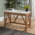 thumbnail image 3 of 46" Wood A-Frame Desk with Natural Walnut Base and White Faux-Marble Top, 3 of 8