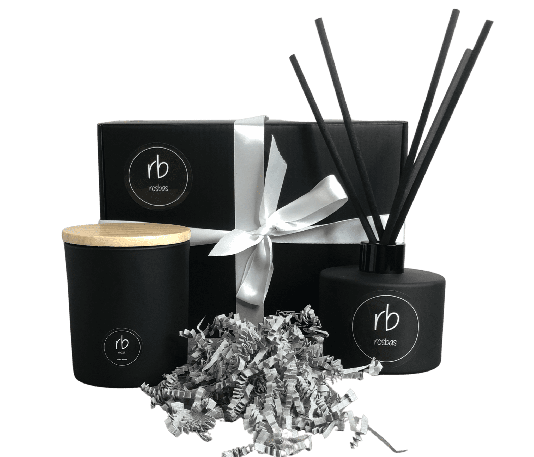 Rosbas, Candle Reed Diffuser Gift Set, Green Tea and Lemongrass Scented