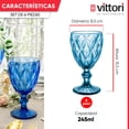 thumbnail image 3 of Juego de 6 Copas de Cristal Labrado VITTORI Copas de Vino Color Azul cobalto 245 ml, 3 of 5