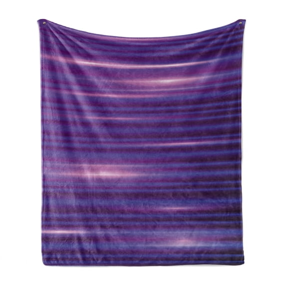 Indigo Soft Flannel Fleece Blanket, Stripe Like Horizontal Lines Modern Minimalist 70s 80s Inspired Design, Cozy Plush for Indoor and Outdoor Use, 60" x 80", Magenta Purple and White, by Ambesonne