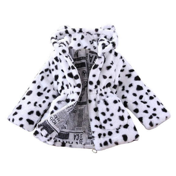 AOMPMSDX Toddler Baby Girls Winter Windproof Dairy Cow Printed Coat Hoodie Thicken Warm Outerwear Jacket Girls Coat&jacket White 4 Years-5 Years