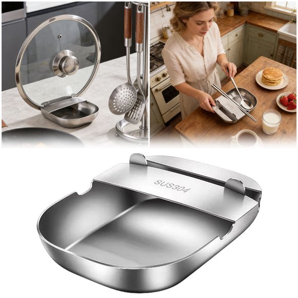 Klonfd 304 Stainless Steel Spoon Rest & Multipurpose Kitchen Utensil Holder Large Spatula Holder For Stove Top & Kitchen Counter Heat & Dishwasher