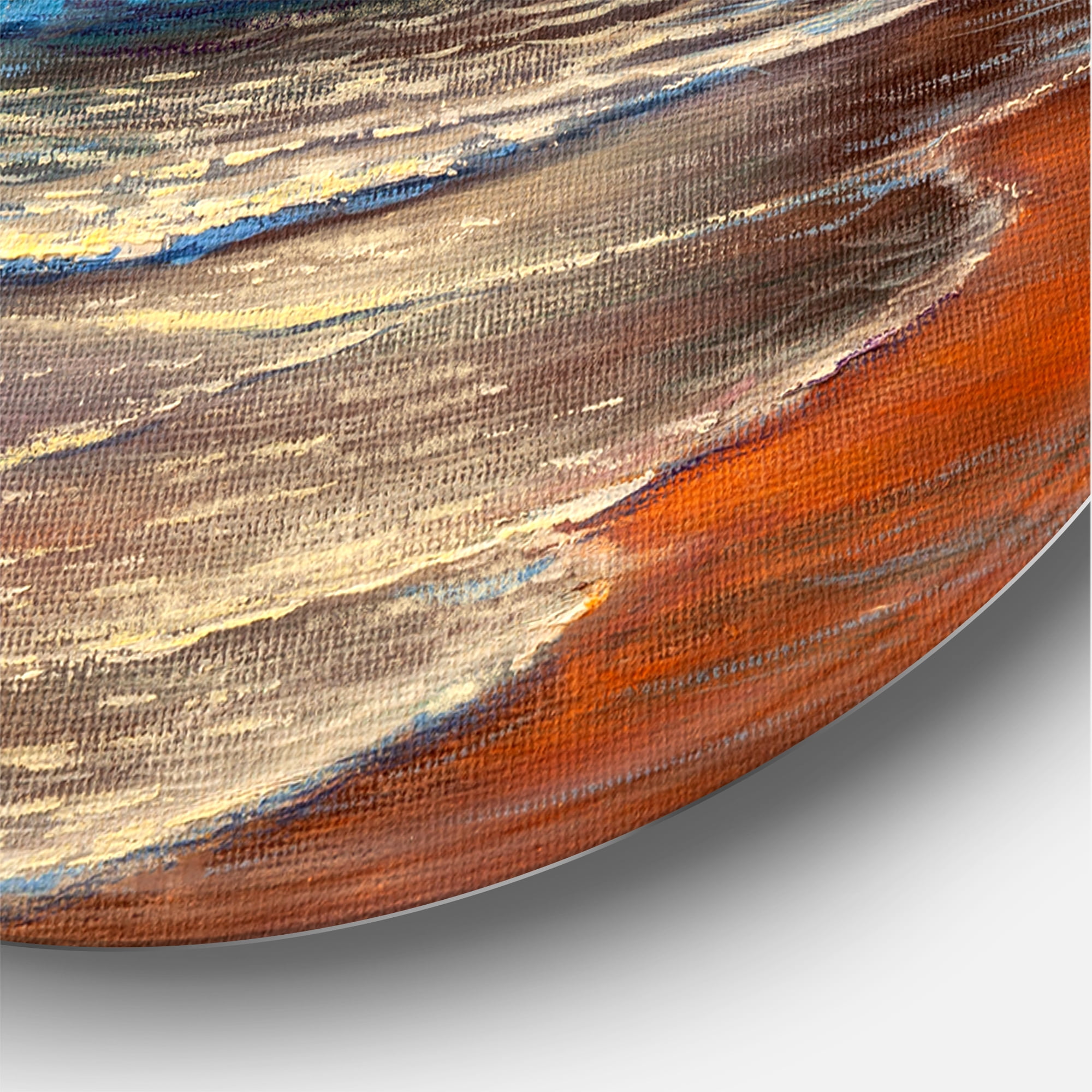 Designart 'Sunrise Glow On The Sea Waves III' Nautical & Coastal Circle Metal Wall Art 36x36 - Disc of 36