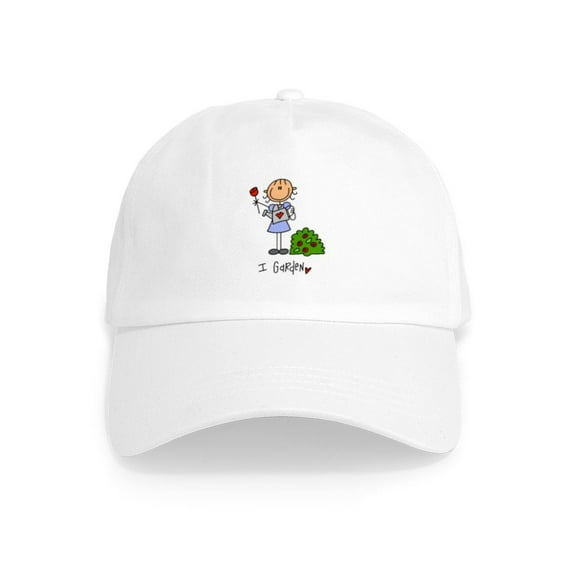 CafePress - I Garden Stick Figure Cap - Adjustable 100% Brushed Unisex Casual Cotton Baseball Cap, Beige, 1