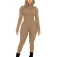 thumbnail image 2 of Summer savings SEMPAI Women's Solid Color Long-sleeved Hooded Elastic Sexy Exercise Fitness Romper Bodycon Long Pants Valentines Day, 2 of 4