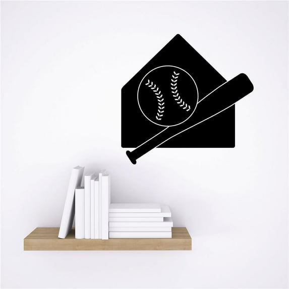 Baseball Diamond Plate With Bat Sports Score Winner Loser Player Winner Touch Down Win Referee Pitcher Hitter Decorating Ideas Girl Boy Bedroom Wall Decal Sticker - Size: 22 Inch x 32 Inch