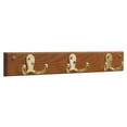 thumbnail image 2 of Wooden Mallet 3 Hook Wall Coat Rack Rail in Medium Oak and Brass, 2 of 2