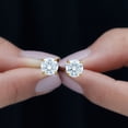 thumbnail image 3 of Rosec Jewels Moissanite Solitaire Stud Earrings - 2.7 Carat - D-VS1 Quality Certified - Screw Back Earrings, 14K Yellow Gold, 3 of 6