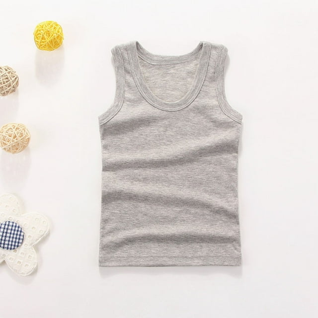 Prix Réduit, T-Shirt Couche Intérieure pour Filles Enfants, Camisole à Col Rond, Coton Respirant, Léger, Tenue d'Été, Superposition Facile, Coupe Confortable Style Chic Décontracté/coton, Gris, Sopatenor