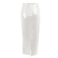 thumbnail image 5 of Sngxgn Women's Ribbed Bodycon Skirt Elastic High Waist Pencil Short Mini Skirt(White,L), 5 of 6