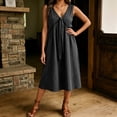 thumbnail image 2 of Elegant Solid Color Lace Trim Sleeveless Dress For Casual Summer Daywear Flowy Midi Length Comfortable Outfit, 2 of 4