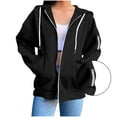 thumbnail image 2 of Yokua Women's Oversized Zip Hoodie Casual Long Sleeve Fleece Jacket Cute Girls Sweatshirt, 2 of 9