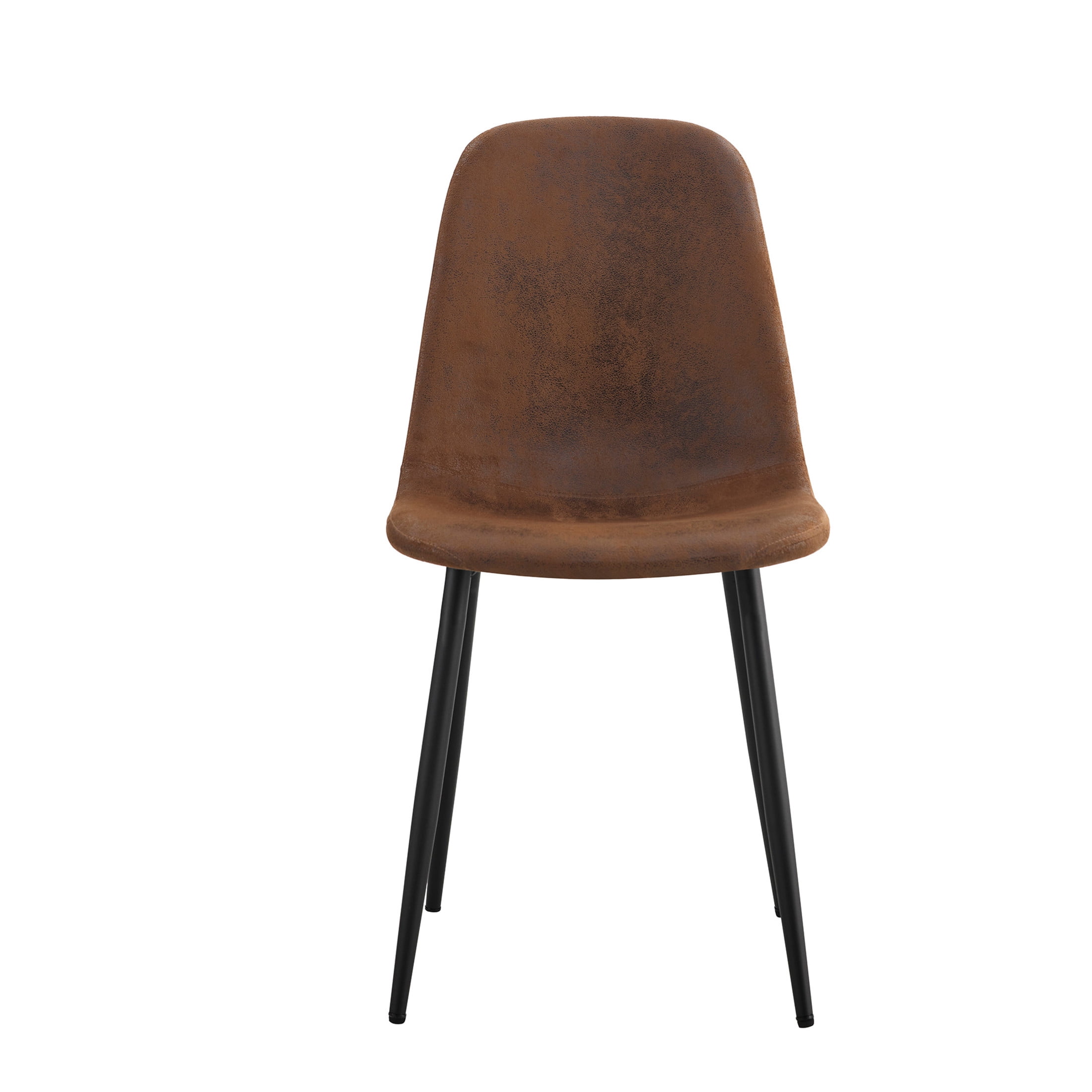 Noble House Luxury 34.5" Dining Chairs, Suede Fabric Upholstery, Black Metal Legs, High Resilience, Brown, Set of 4