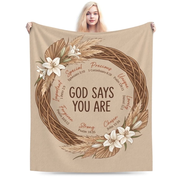 Christian Gifts for Women, Christian Blanket with Flowers, Birthday Gifts for Women, Spiritual Baptism Religious Gifts for Sister, Mom, Daughter,Bestie, Soft Throw Blankets 50x40