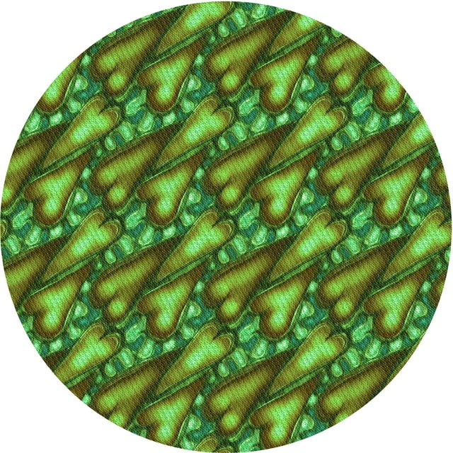 Ahgly Company Tapis de Zone Rond d'Intérieur Lavable à la Machine, Style Transitionnel, Vert Armée, 7 Pieds Rond
