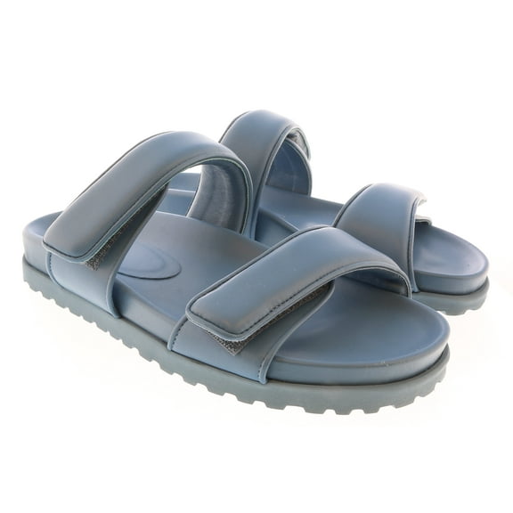 Gia Borghini Lead Blue Gia x Pernille Double Strap Leather Slides 8 for Mens