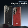 thumbnail image 4 of ELEHOLD For Samsung Galaxy S25 Ultra Leather Case,Luxury Plating Edge Shockproof Slim Premium Leather Phone Cover Built-in Lens Protector,Brown, 4 of 10