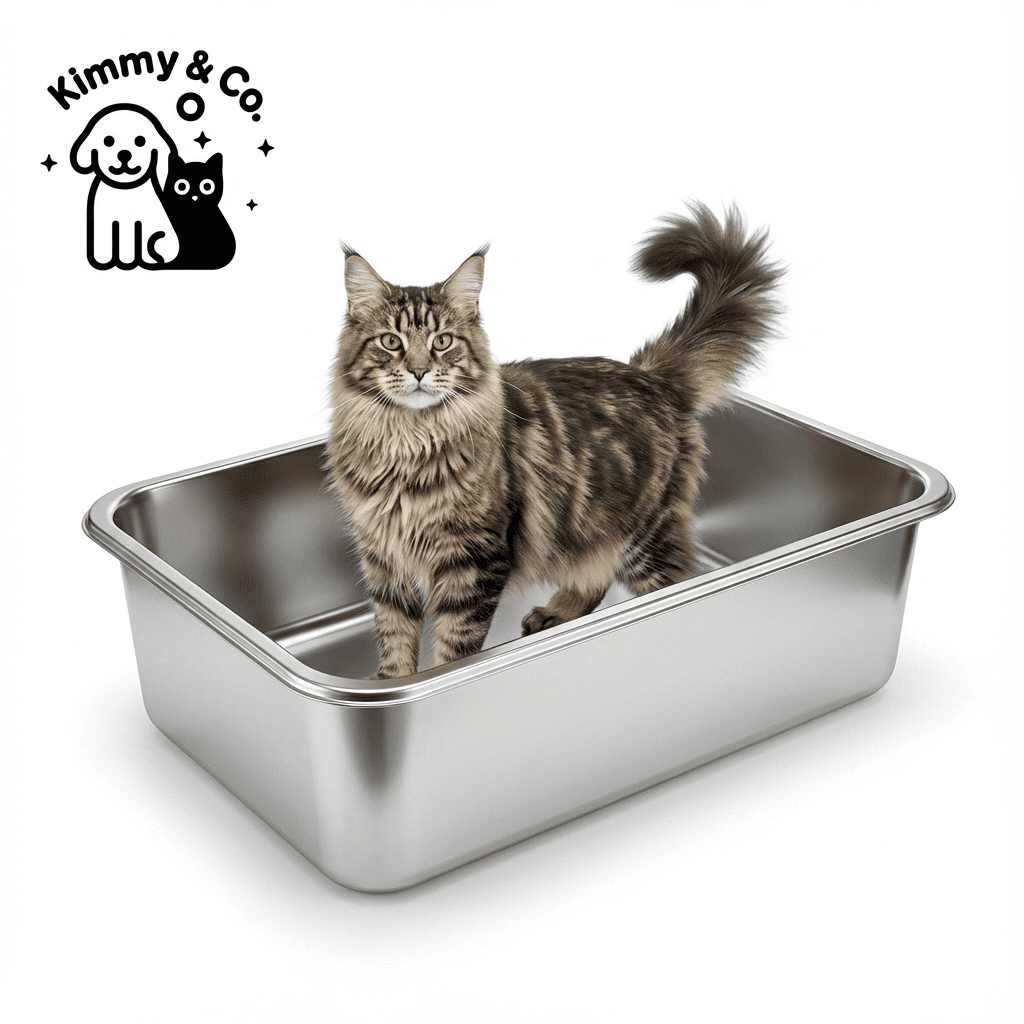 CrazyMall Extra Large Non-Slip Stainless Steel High-Sided Cat Litter Box Set with Multi-functional Eco-friendly Cat Scratcher, Silver