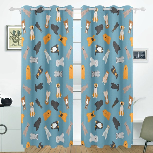 POPCreation Different Dogs Breed Pattern Window Curtain Blackout