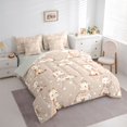 thumbnail image 2 of Castle Fairy Cute Bowtie Giraffe King Bedding 7pcs,Heart Stars Print King Bed in a Bag,Cream Brown White,Grey Reversible, 2 of 7