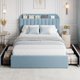 thumbnail image 1 of Qinaqin Full Cama Frame con Almacenamiento cm de Alturaeadboard Kids 2 Cajones Boucle Upholstered Platform Bookcase No Caja Spring Needed Easy Assembly Azul, 1 of 7