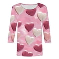 thumbnail image 6 of Feancey Womens Heart Print Top Dressy Casual 3/4 Sleeve Crewneck T-Shirts Soft Cute Valentines Day Shirts for Teen Girls Spring Summer Loose Work Blouse Prime Sales Multicolor XXL, 6 of 6