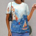 thumbnail image 3 of Lighthouse Sailboat Ocean Waves Starfish Women's Short Sleeve Tops Casual Blouses T Shirt, 3 of 7