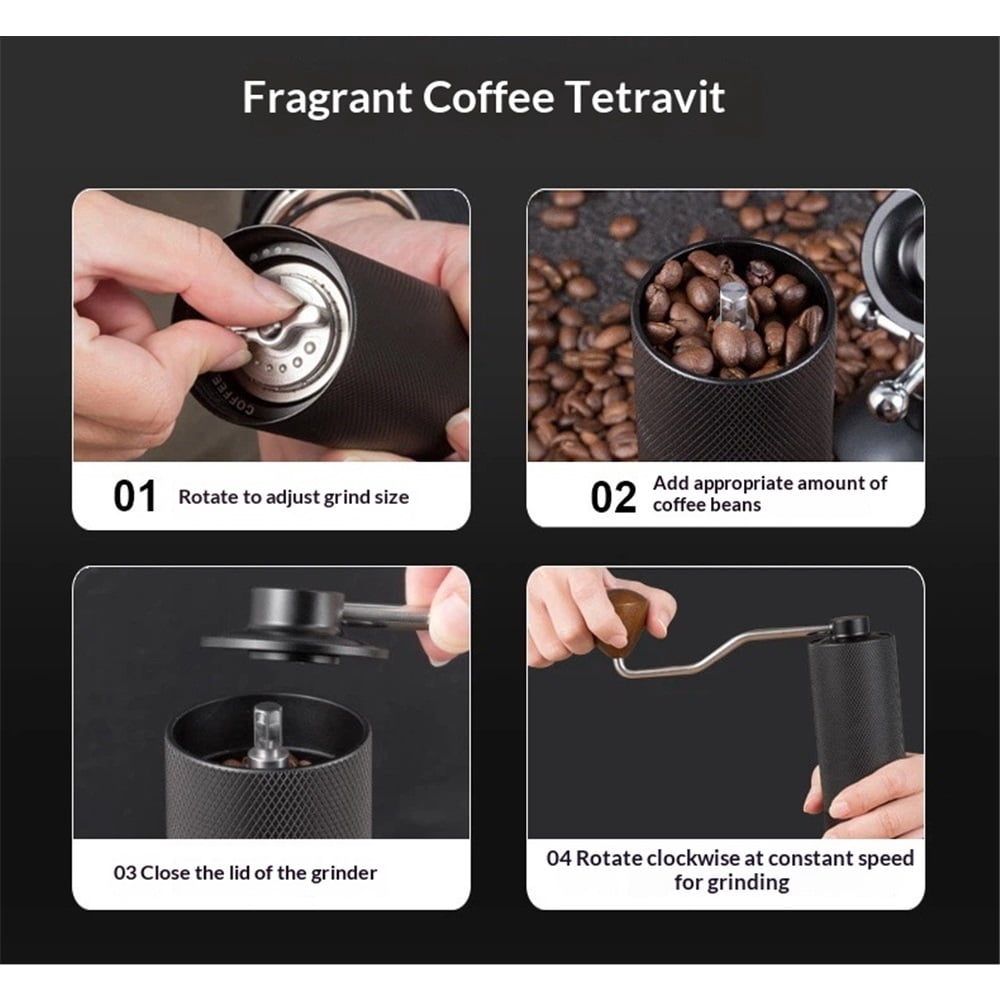 Manual Coffee Grinder, Adjustable Grinding Settings, Portable Hand-Cranked Coffee Grinder, For Espresso, Drip Filter, French Press Filter, Compact And Durable