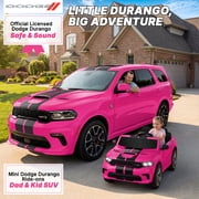 Dodge Electric Ride on Cars for Kids, 24V Licensed Dodge Durango Powered Ride on Toy with Parent Remote Control, Electric Car Vehicle for Girls 3-6 w/Music Player/LED Light/Safety Belt, Pink