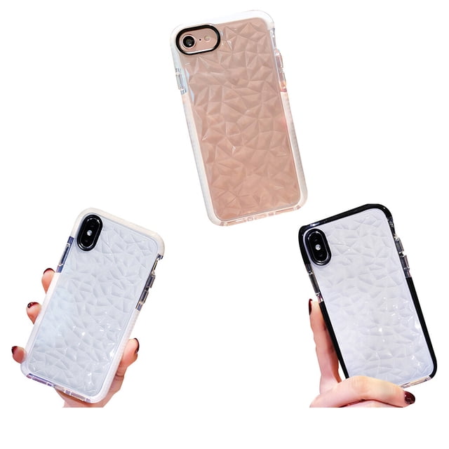 Replacement For iPhone 6 6s Plus full protective cover 7 8 Plus X Case Cover Transparent Prism Pattern Full Protective Soft TPU Casing