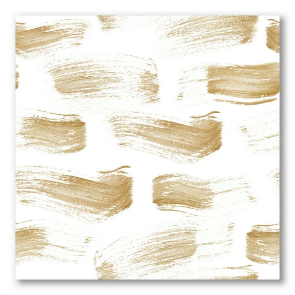 Designart ' Golden Abstract Brush Strokes ' Modern Canvas Wall Art Print